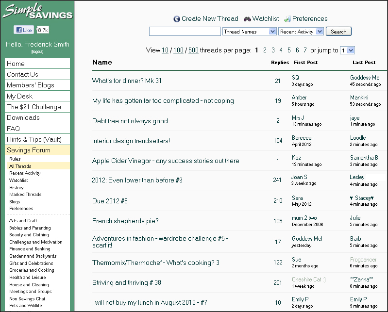 Simple Savings Forum Screenshot Simple Savings Forum Screenshot