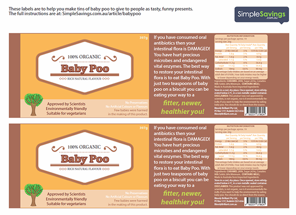 'Baby Poo' labels