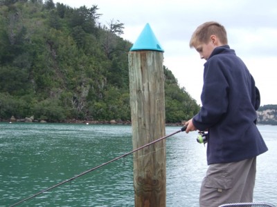 Ali fishing at the wharf